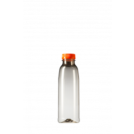 Bouteille en plastique transparent PET 330cl avec bouchon orange