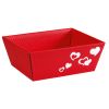 Panier cadeau en carton quadrangulaire  - coeurs - Petit 230x200x95mm