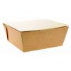 Kartonnen take away box met scharnierdeksel - kraft bruin - MEDIUM 125x125x60mm 600ml
