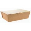Boîte take away en carton avec couvercle à charnière - kraft brun - LARGE 185x125x60mm 600ml
