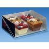 Boîte pâtissière en RPET avec couvercle à charnière ventilé + bande de carton CLASSIPACK CSN1616H80G - transparent - INT 160x190x85mm