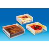 Boîte pâtissière en RPET avec couvercle à charnière ventilé + bande de carton CLASSIPACK CSN2727H100G - transparent - INT 270x270x100mm