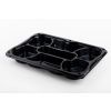 PET combi presenteerschotel met 7 compartimenten + trans. deksel  GOURMET  -zwart - 350x240x70mm
