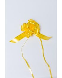 12100027 - PP trekstrik glad effect, blinkende afwerking  geel+ gouden boord (P58) - 31mm