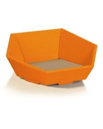 17300041 - Kartonnen geschenkmand zeshoekig - oranje - Klein 290x60x105mm ø270mm