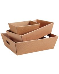 17300087 - Kartonnen geschenkmand vierkant met open golfkarton natura - MIDDEL 336x196x110mm