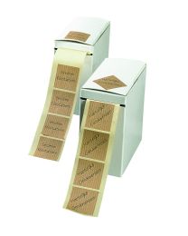 25000038 - Etiket met opdruk blauw PLAISIR D'OFFRIR - kraft - 3x3cm