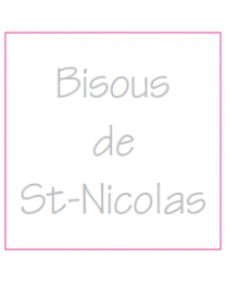 Etiket vierkant 30x30mm wit + opdruk zilver BISOUS DE ST-NICOLAS - EV3SN