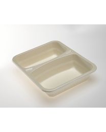 57000030 - Menuschaal bio-cellulose naturel 227x178x45mm, 2 comp 612/456ml