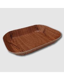 Kartonnen schaal - hout look - donkerbruin - 140x190x19mm