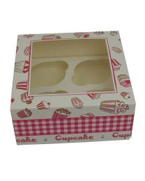 61000001 - Cupcakedozen met venster voor 4 cupcakes 17x17x8cm - CC17178