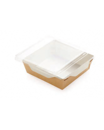 Combi Salad box karton kraft/wit 207x127x55mm 800ml + PET deksel