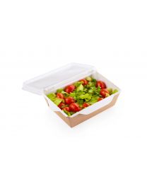 Combi Salad box karton kraft/wit 121x106x55mm 350ml + PET deksel