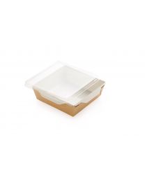 Combi Salad box karton kraft/wit 145x95x45mm 400ml + PET deksel