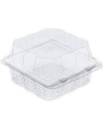 RPET patisseriedoos met scharnierdeksel ventilerend PATIPACK 2,5BP65Y - transparant - INT 235x235x65mm