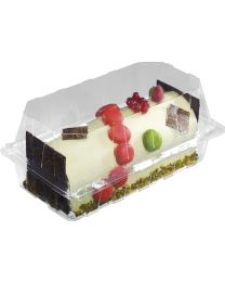 62010142 - RPET patisseriedoos met scharnierdeksel ventilerend PATIPACK B22SB65 - transparant - INT 220x105x65mm