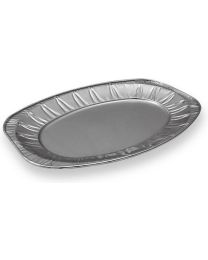 Plateau ovale en alu  - argent - ø550x362