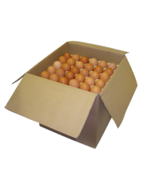 Kartonnen doos met handvaten, enkele C golf en plooirichting A bedrukt 180 - bruin - 529x316x209mm