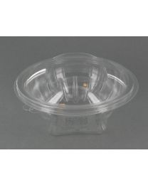 66000011 - RPET saladeverpakking met afscheurbaar scharnierdeksel SEKIPACK SLR500 - transparant - ø155x84mm 500ml