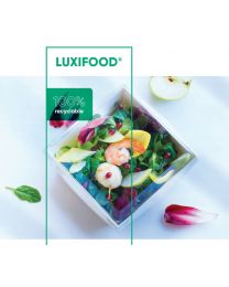 61660035 - Combi Salad box karton LUXIFOOD kraft/wit 180x180x64mm 1200ml + RPET deksel