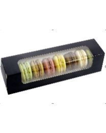 Emballage PACKIPACK pour macarons carton noir 230x50x55mm avec fenêtre
