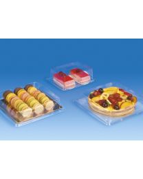 62000043 - RPET patisseriedoos met scharnierdeksel hermetisch afgesloten met 2 comp. TRAITIPACK P X10H60ALP - transparant - INT 2x(85x85x60mm)