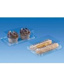 62000105 - RPET patisseriedoos met scharnierdeksel hermetisch afgesloten TRAITIPACK P X10,2H80P - transparant - INT 200x100x80mm