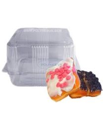 62000098 - RPET patisseriedoos met scharnierdeksel hermetisch afgesloten TRAITIPACK XI XI0,8H95 - transparant - INT 165x165x95mm