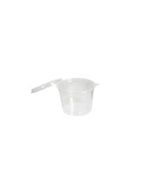 Ravier en RPET avec couvercle à charnière OLIPACK OLI501 - transparent - ø120x80mm 500ml