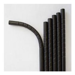 Paille pliante en papier - noir - 220x5,8mm