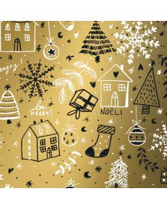 Geschenkpapier feestdagen zwart goud - K691801